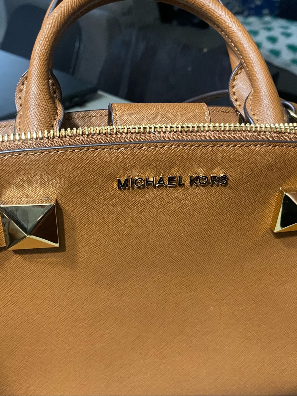 Michael Kors Tan Saffiano Leather Satchel with Gold Hardware - Picture 2 of 4